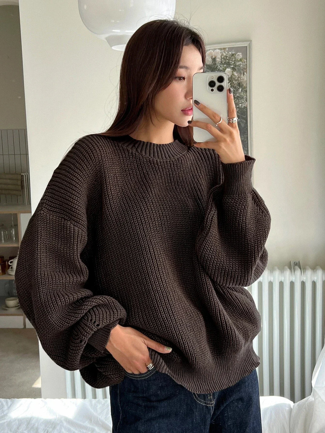 Womens Knit Sweater Large Fit Cozy - BritishMode