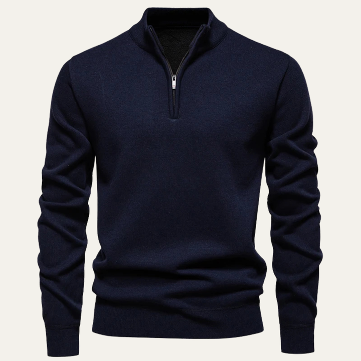 Mens Knit Cardigan with Funnel Neck Smooth Fit