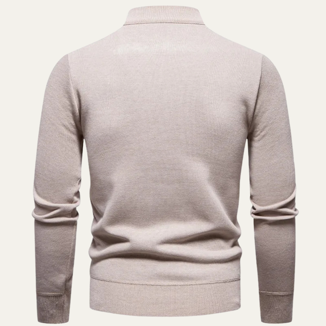Mens Knit Cardigan with Funnel Neck Smooth Fit