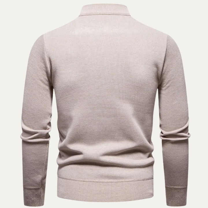 Mens Knit Cardigan with Funnel Neck Smooth Fit
