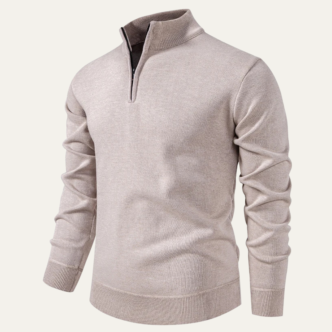Mens Knit Cardigan with Funnel Neck Smooth Fit