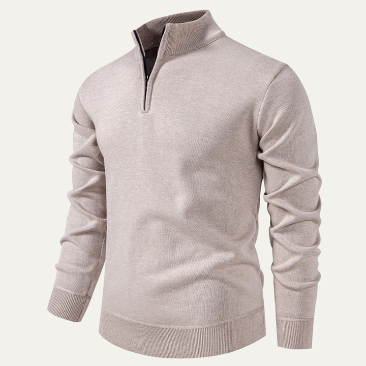 Mens Knit Cardigan with Funnel Neck Smooth Fit