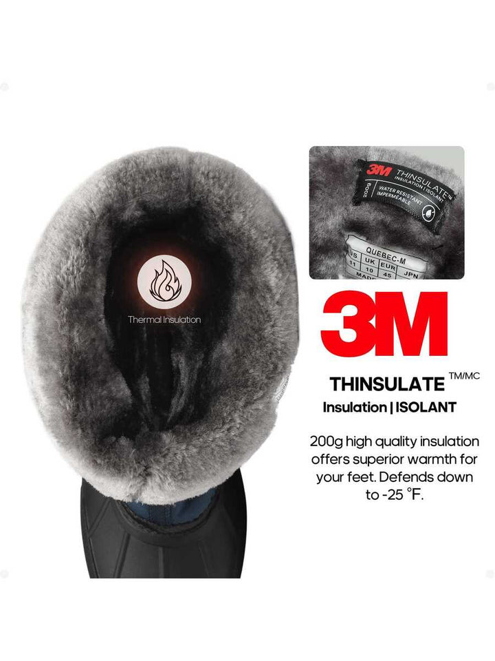 Mens Tall Winter Snow Boots with Strap and Drawstring Closure