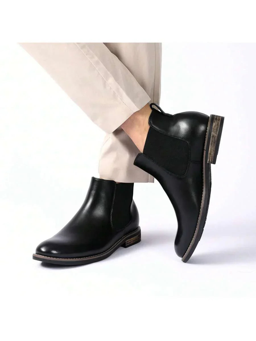 Mens Chelsea Boots Leather Rugged Thick Sole