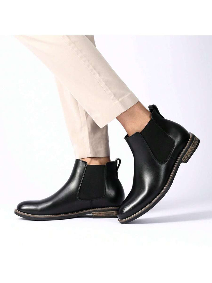 Mens Chelsea Boots Leather Rugged Thick Sole