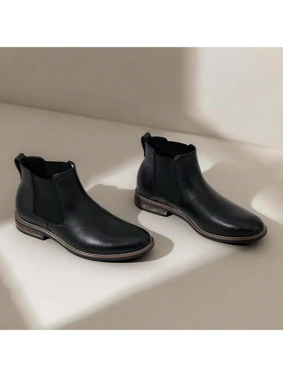 Mens Chelsea Boots Leather Rugged Thick Sole