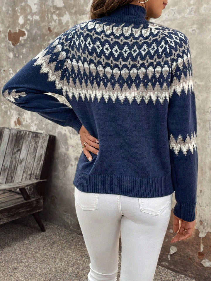 Womens Turtleneck Sweater Classic Fit Knit