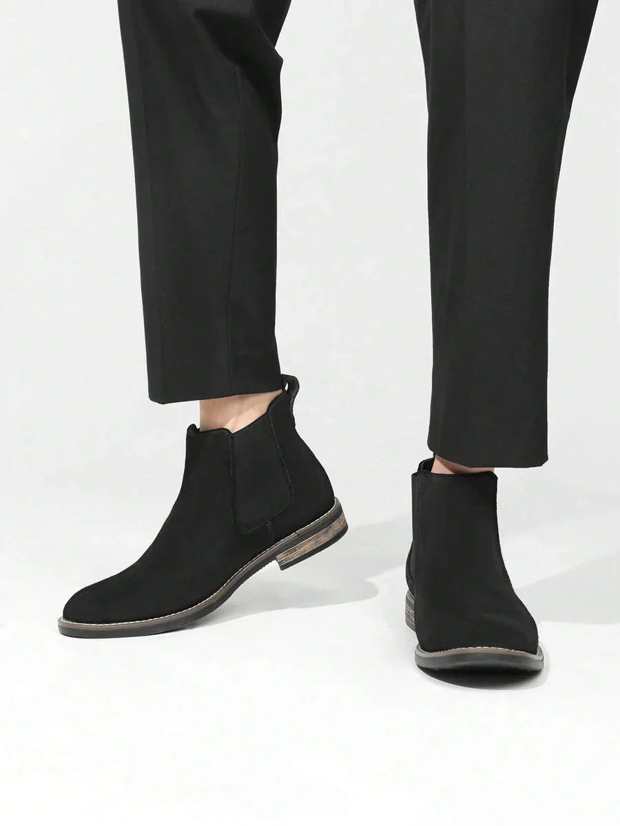 Mens Chelsea Boots Leather Rugged Thick Sole