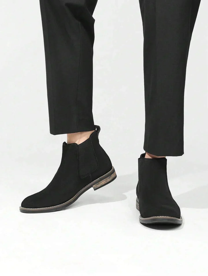 Mens Chelsea Boots Leather Rugged Thick Sole
