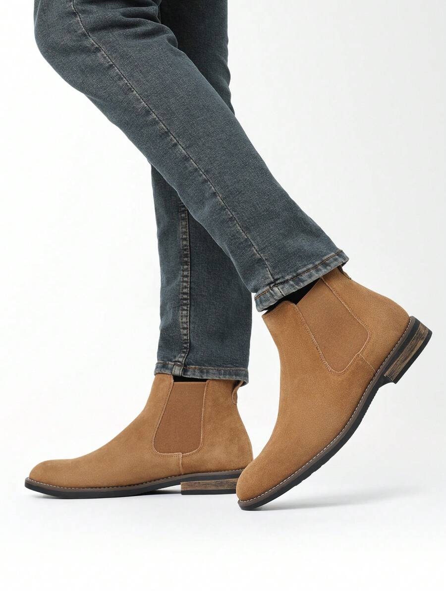 Unisex Chelsea Boots Suede Slip-On