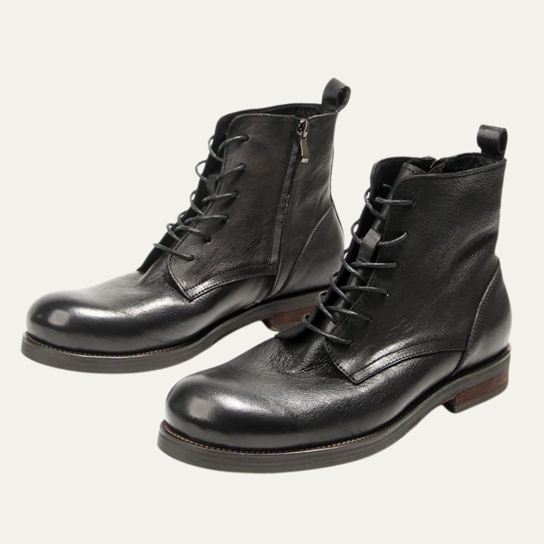 Mens Leather Casual Lace-Up Boots Retro Style