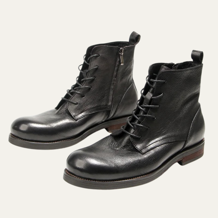 Mens Leather Casual Lace-Up Boots Retro Style