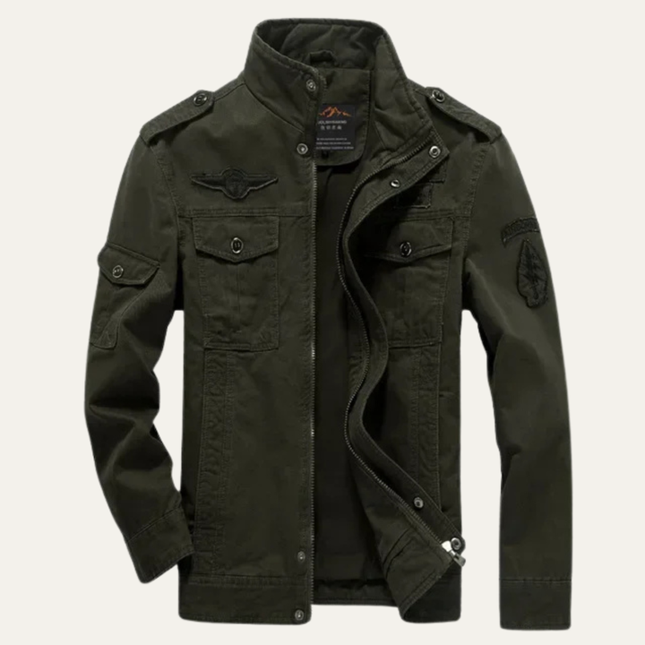 Mens Military Jacket Stand Collar Pockets - BritishMode