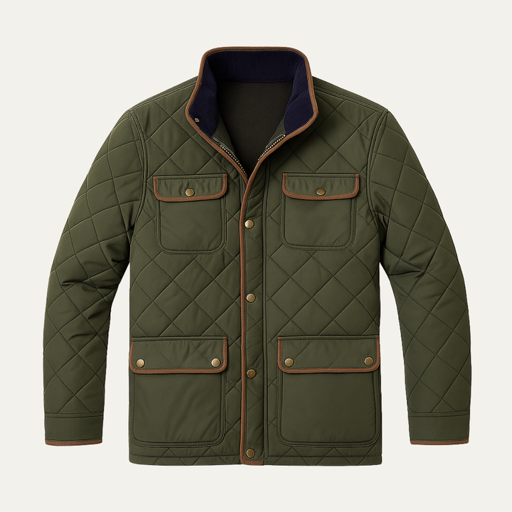 Mens Quilted Jacket Lightweight Diamond Pattern Classic Fit - BritishMode
