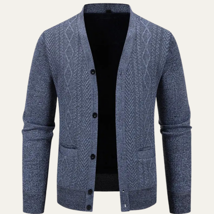 Mens Knit Cardigan Button-Up Casual with Pockets