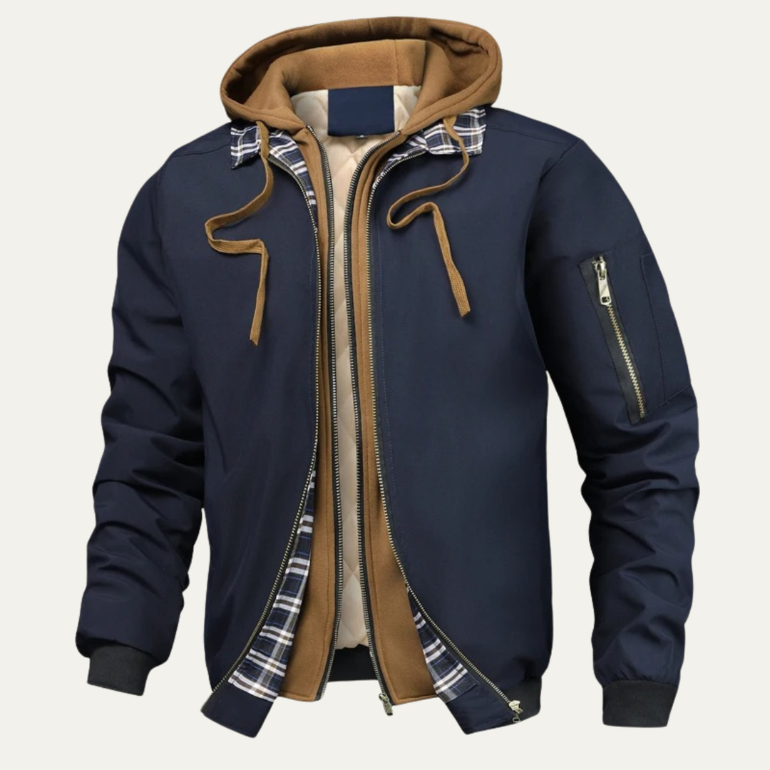 Mens Bomber Jacket Thick Fleece Hooded Winter Fit