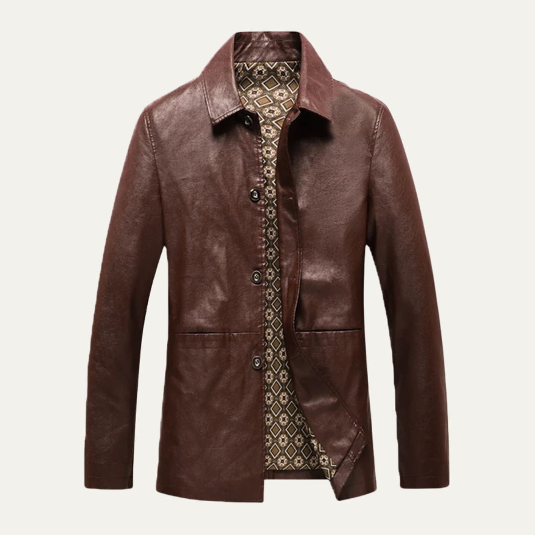 Mens Faux Leather Jacket Smart Casual Fit