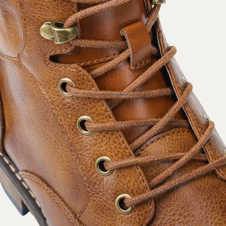 Mens Casual Leather Ankle Boots Lace-Up