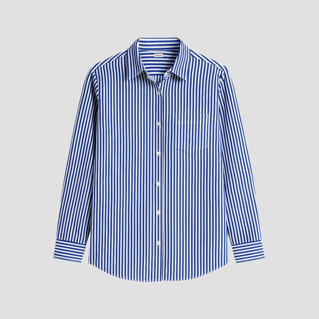 Womens Horizontal Stripe Cotton Top Relaxed Fit - BritishMode