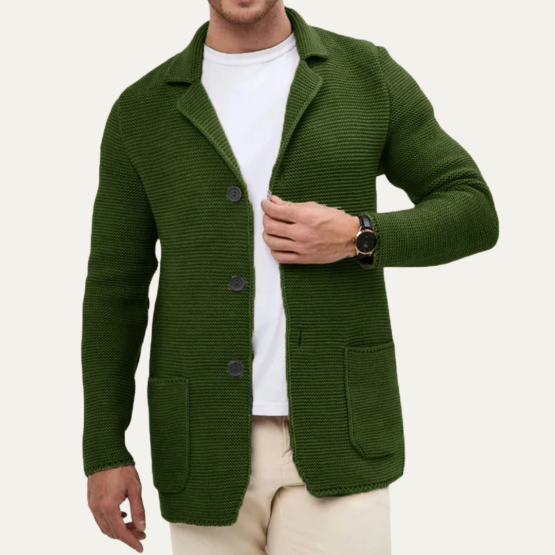 Mens Knitted Blazer Cardigan with Button Down