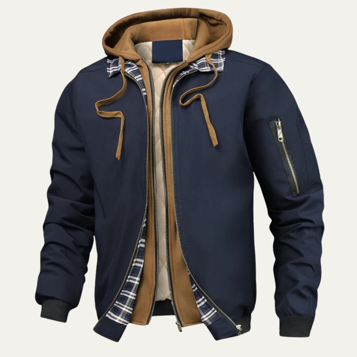 Mens Bomber Jacket Fleece Lined Hooded Warm Fit