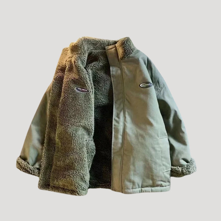 Womens Double-Sided Fleece Coat Heart Pattern