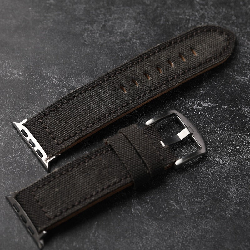 Unisex Watch Band Leather and Canvas Durable