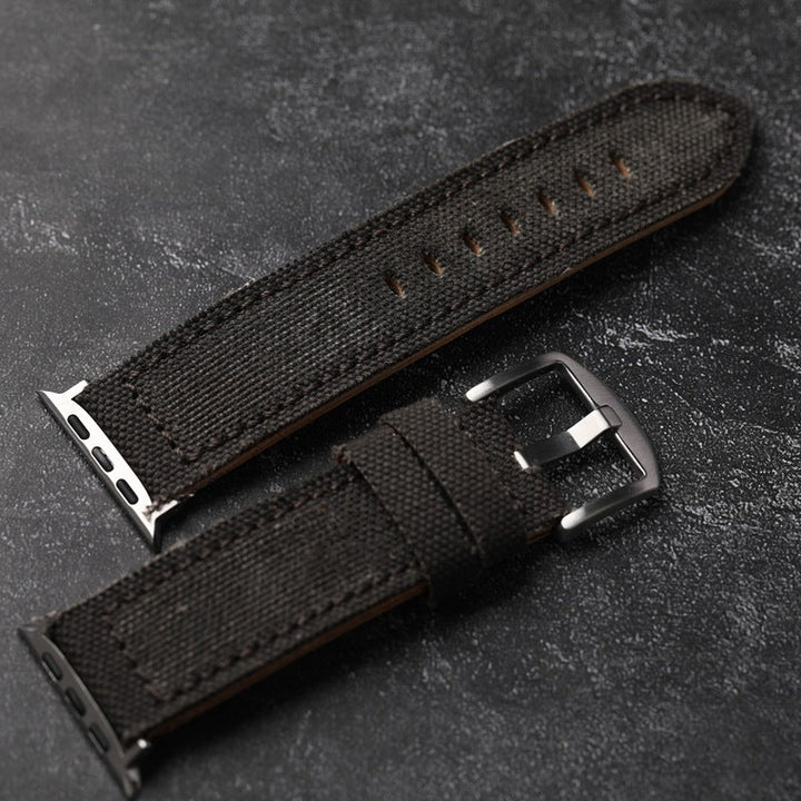 Unisex Watch Band Leather and Canvas Durable