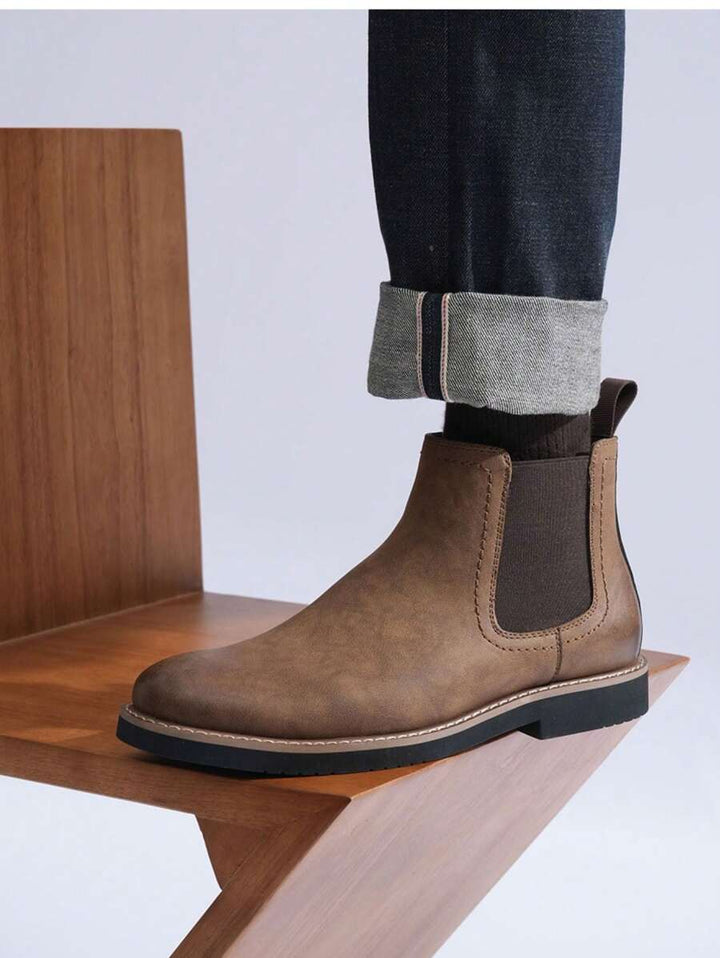 Unisex Chunky Chelsea Boots Leather Ankle