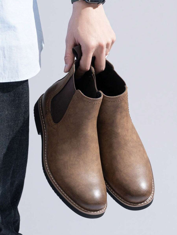 Unisex Chunky Chelsea Boots Leather Ankle