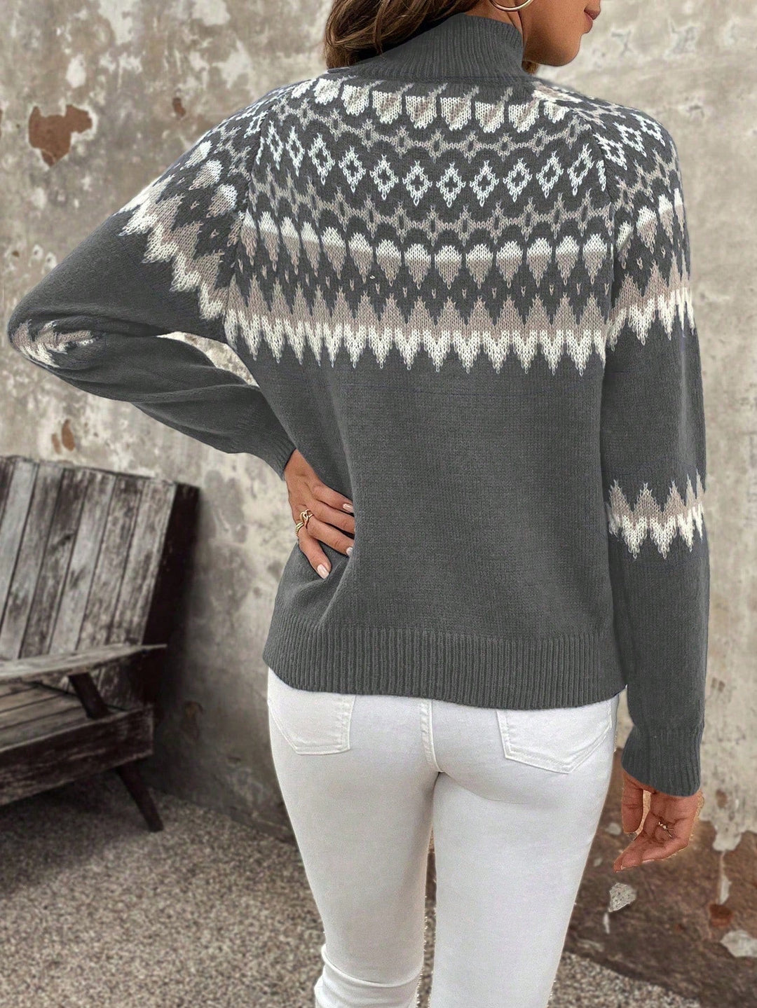 Womens Turtleneck Sweater Classic Fit Knit