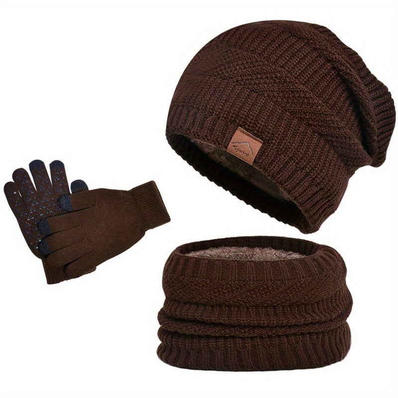 Mens Leisure 3-Piece Plush Set Warm Fit