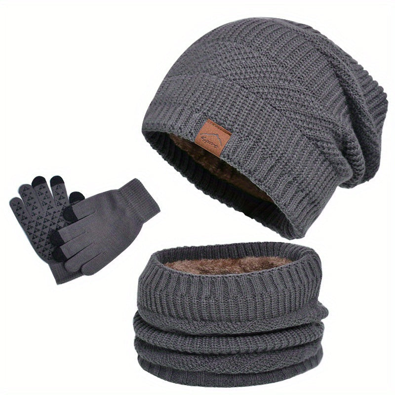 Mens Leisure 3-Piece Plush Set Warm Fit