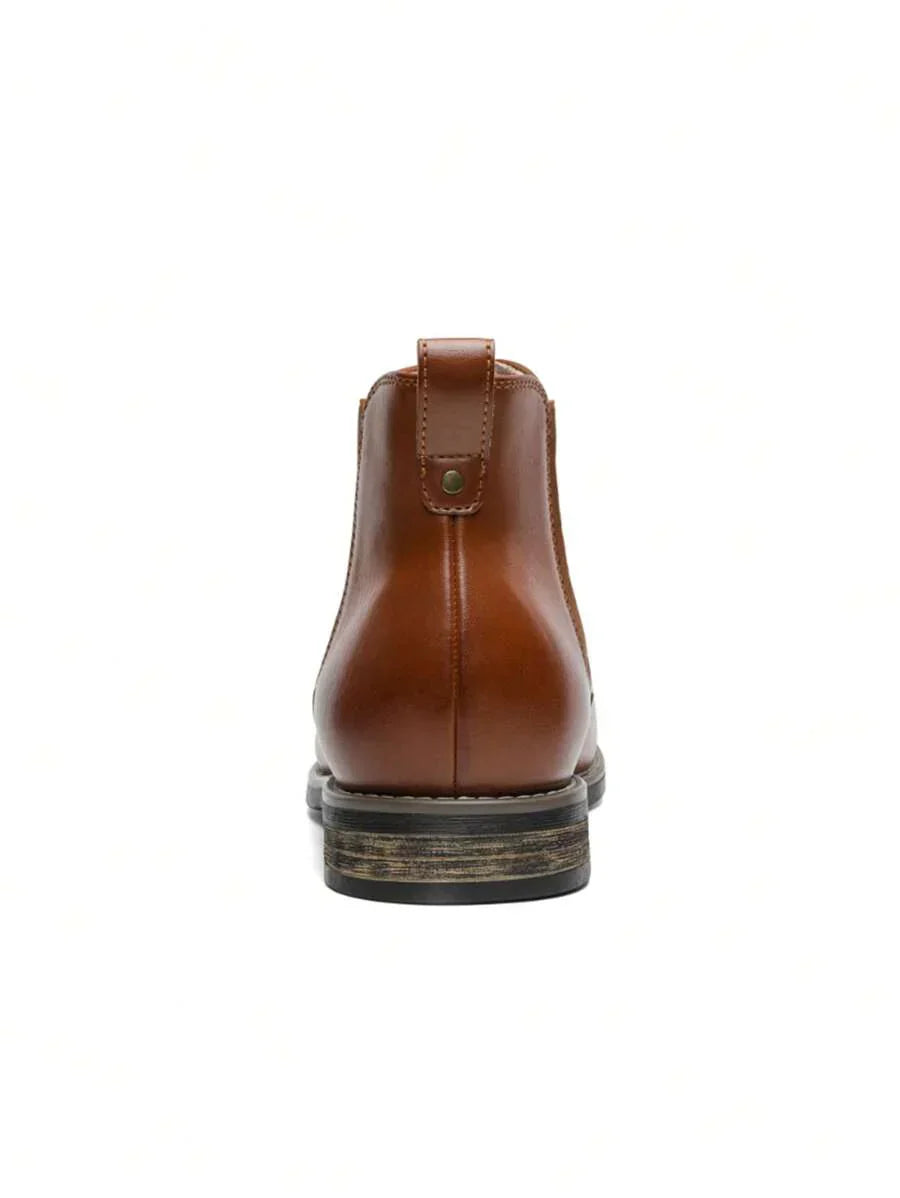 Mens Chelsea Boots Leather Rugged Thick Sole