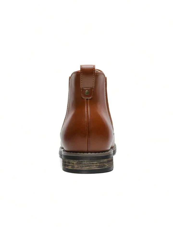 Mens Chelsea Boots Leather Rugged Thick Sole
