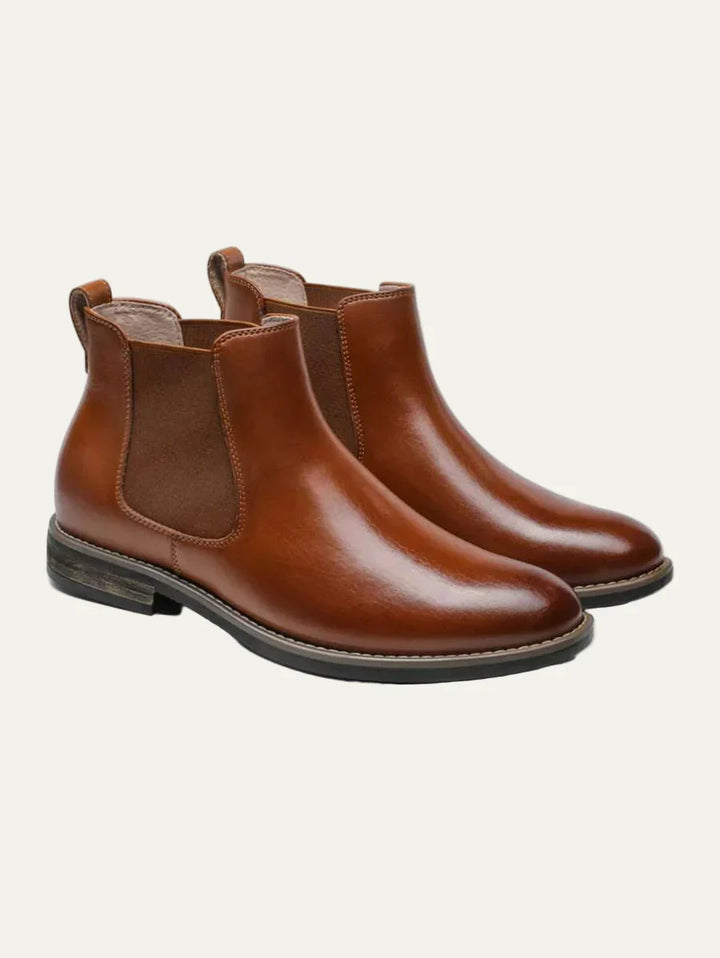 Mens Chelsea Boots Leather Rugged Thick Sole