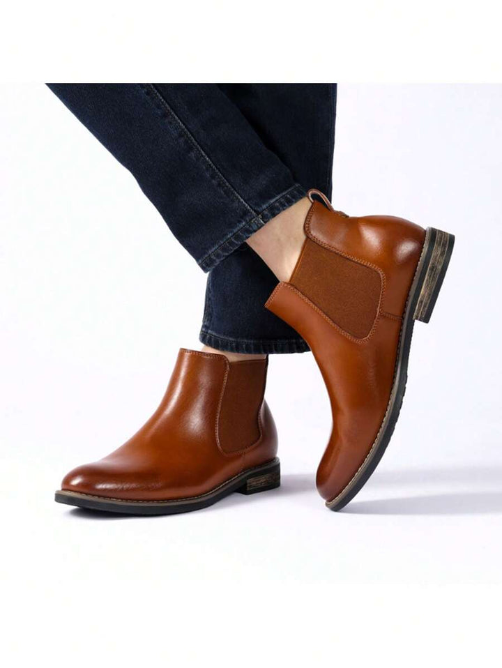 Mens Chelsea Boots Leather Rugged Thick Sole