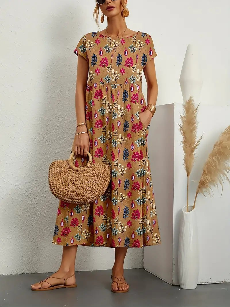 Womens Party Dress Floral Pattern Sleeveless Fit