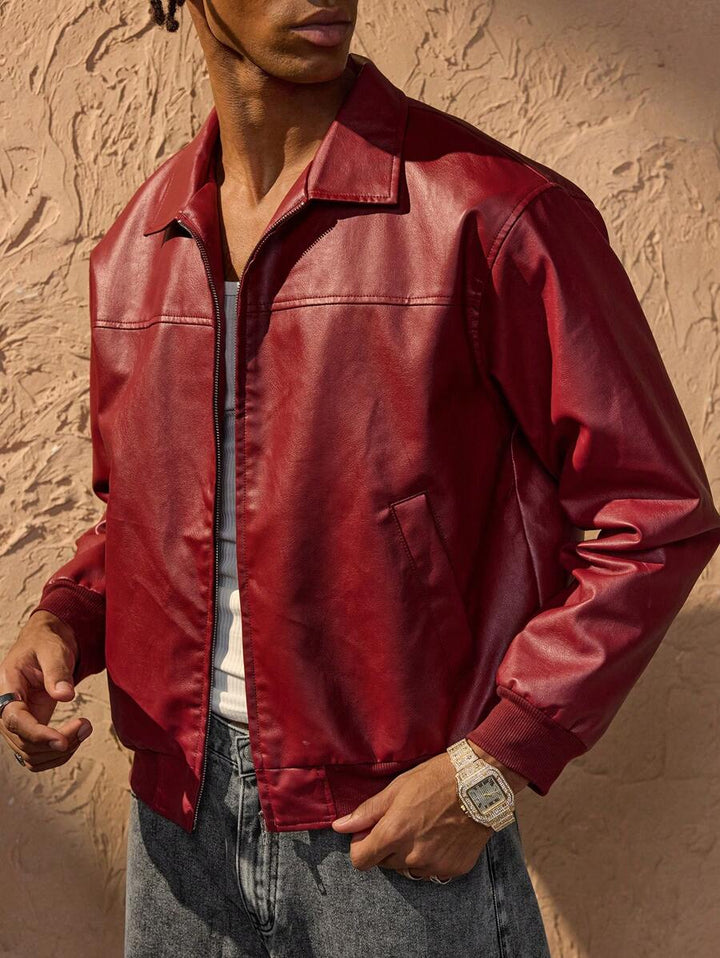 Mens PU Leather Jacket Classic Fit - BritishMode