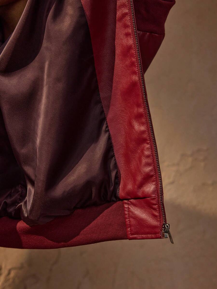 Mens PU Leather Jacket Classic Fit