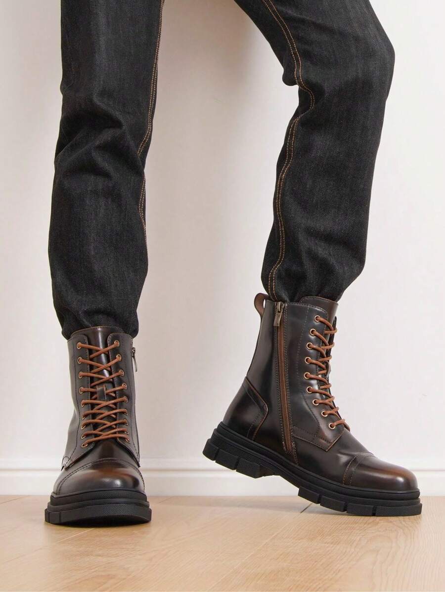 Unisex Combat Orthopedic Boots High Top Side Zip
