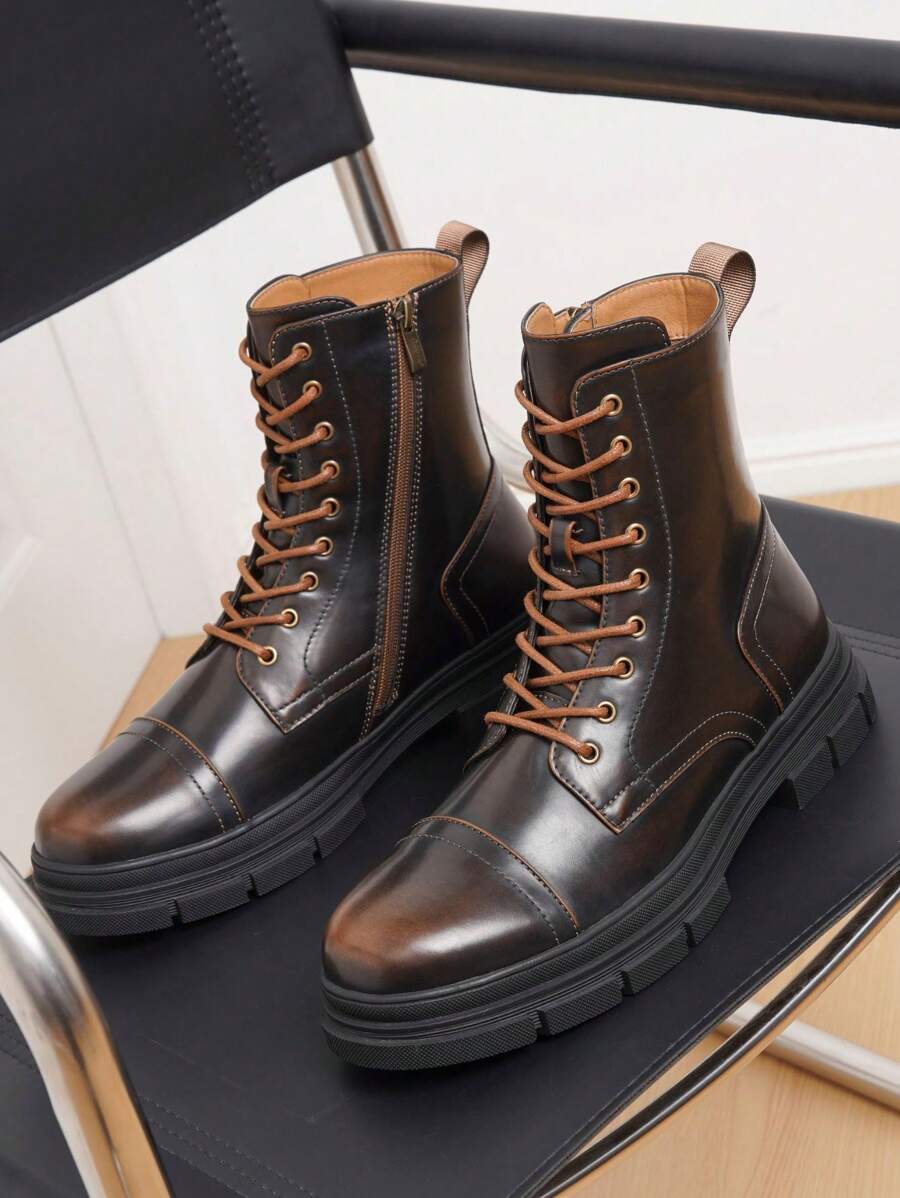 Unisex Combat Orthopedic Boots High Top Side Zip
