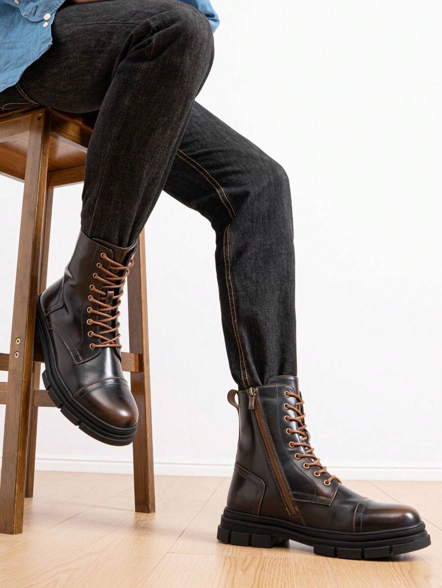 Unisex Combat Orthopedic Boots High Top Side Zip