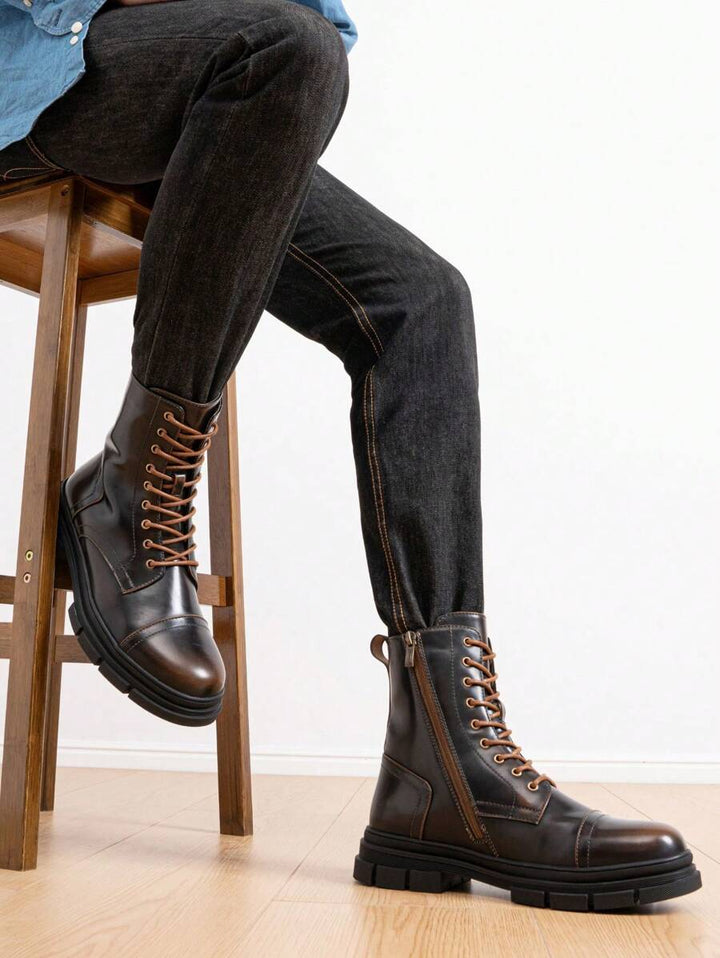 Unisex Combat Orthopedic Boots High Top Side Zip