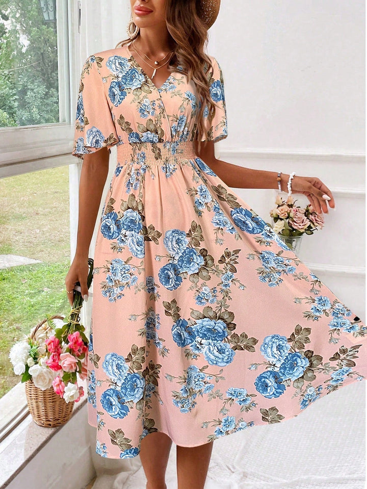 Womens Summer Dress V-Neck Floral Print