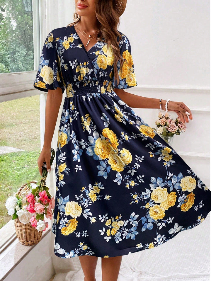 Womens Summer Dress V-Neck Floral Print
