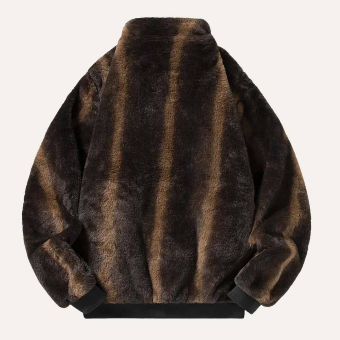 Mens Plush Zip-Up Fleece Jacket Soft Warm