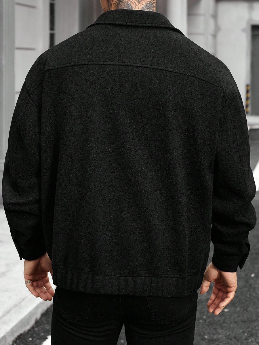 Unisex Casual Jacket Wool Blend Relaxed Fit