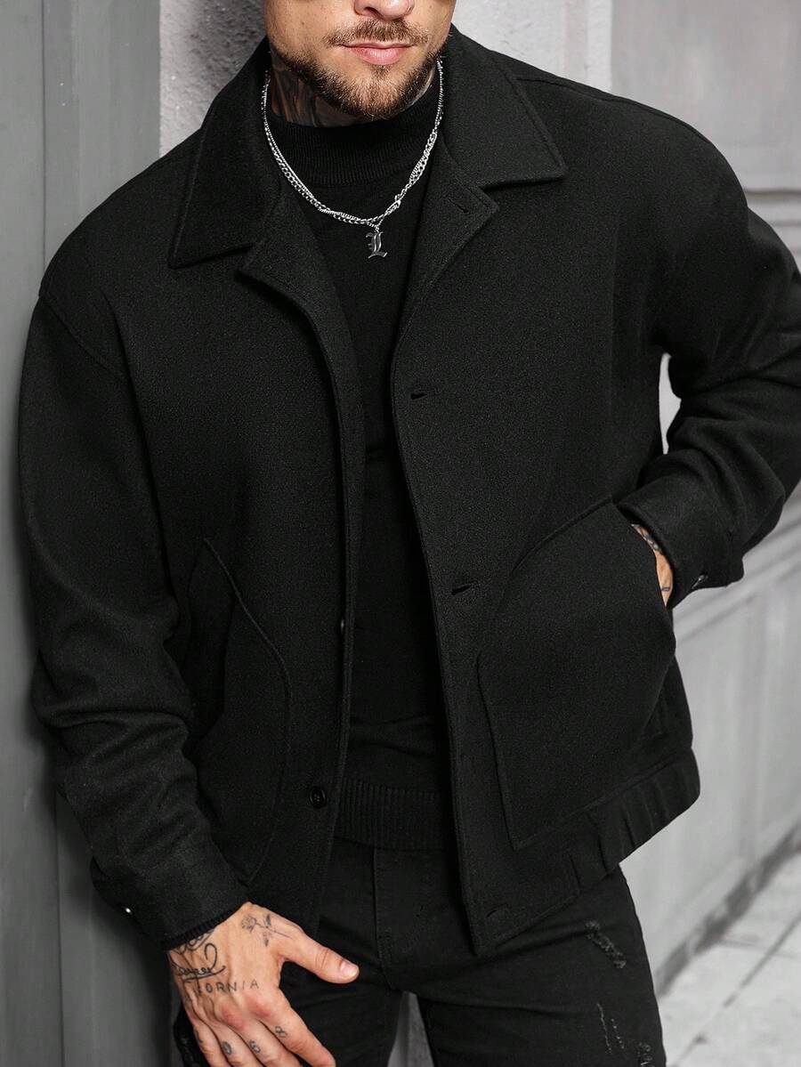 Unisex Casual Jacket Wool Blend Relaxed Fit