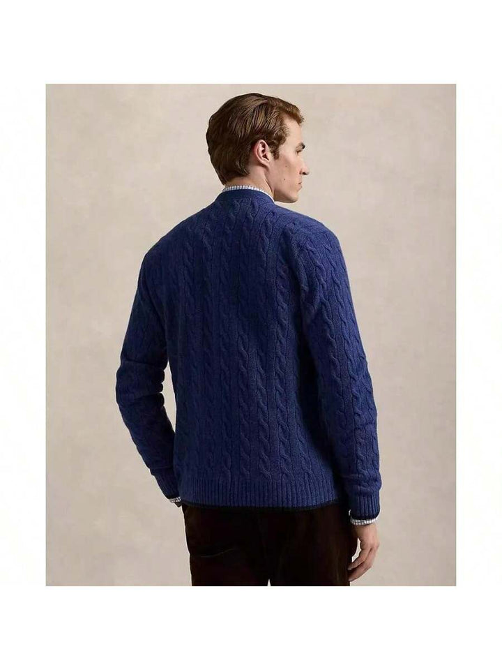 Womens Cashmere Cable-Knit Cardigan Sweater Relaxed Fit